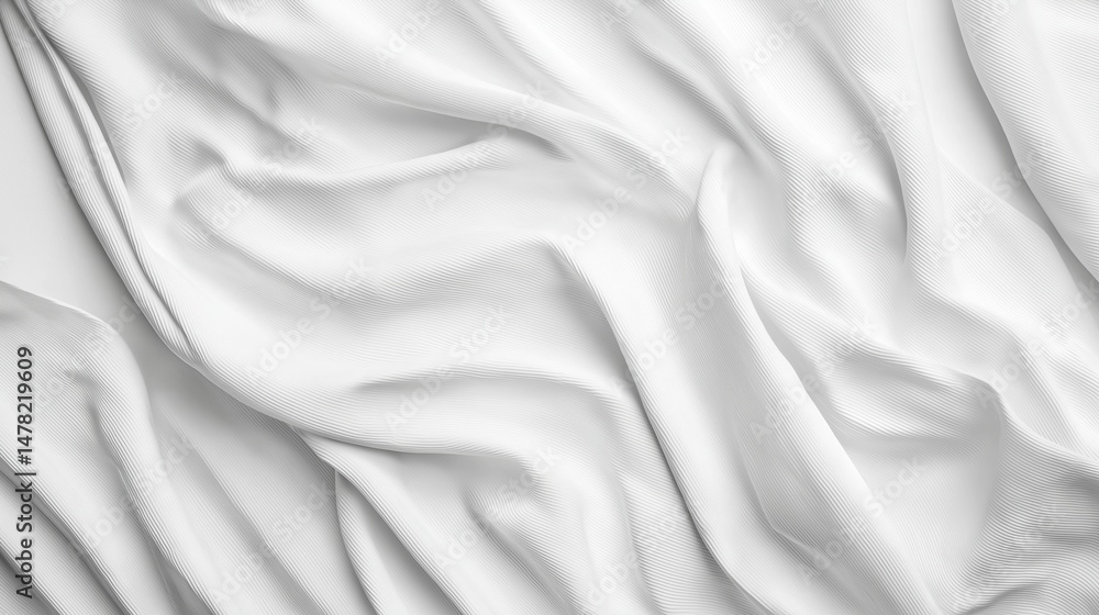 Obraz premium Abstract white fabric with subtle textures and flowing drapery background pattern