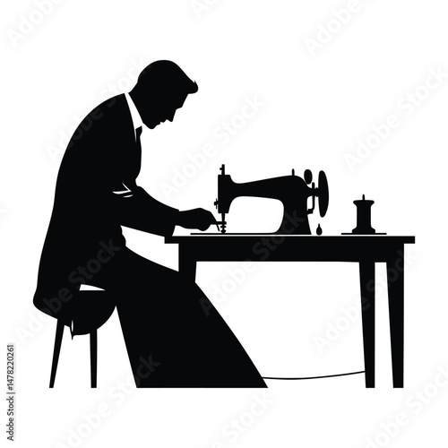 Tailor Clipart with Sewing Machine