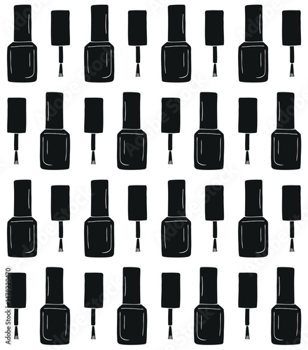 Vector seamless pattern of hand drawn sketch doodle nail polish isolated on white background