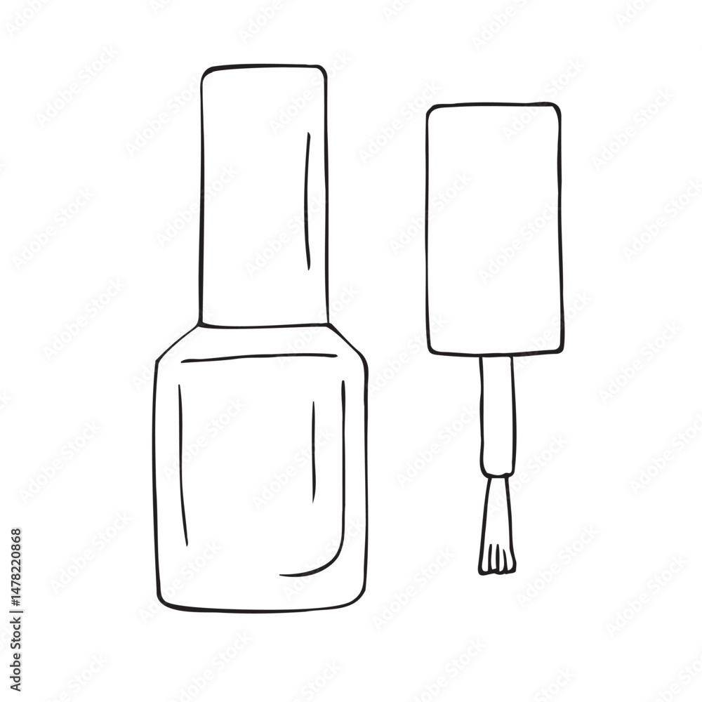Vector hand drawn sketch doodle outline nail polish isolated on white background Vector hand drawn sketch doodle outline nail polish isolated on white background
