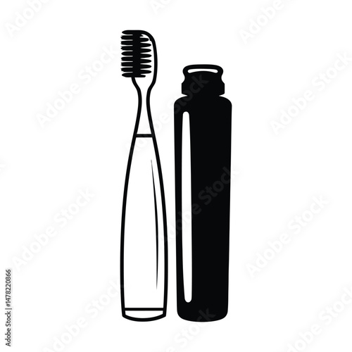 Toothbrush and Toothpaste Silhouette