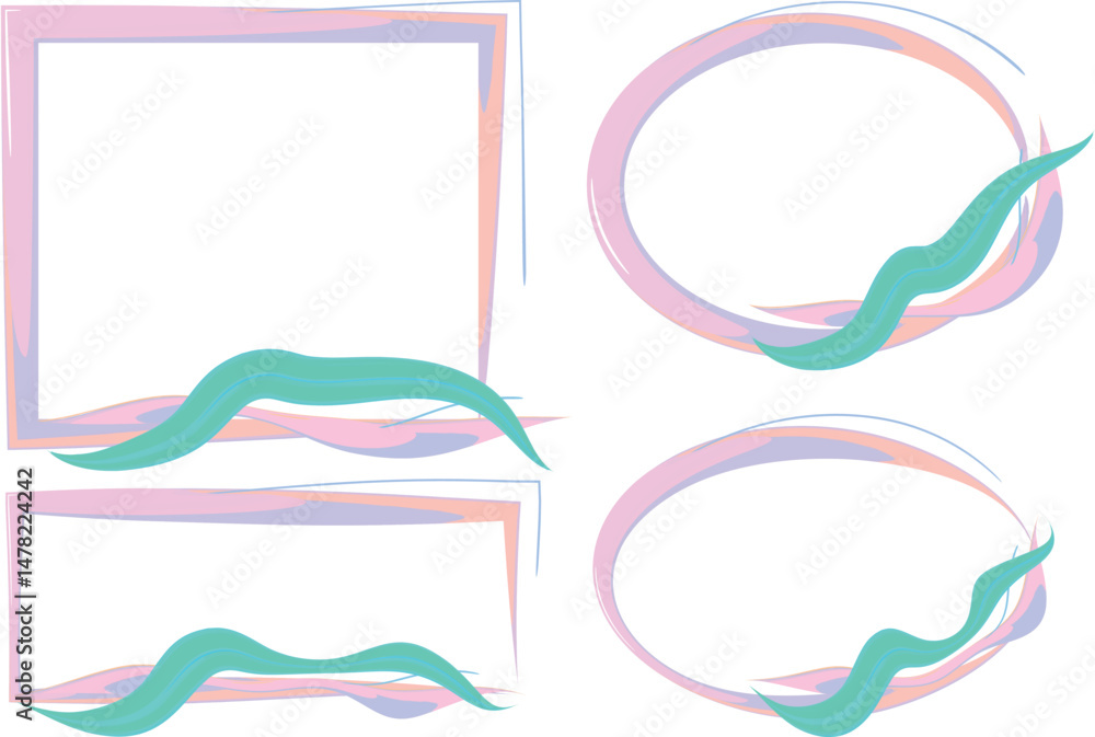 Fototapeta premium pastel pink colorful abstract decorative art frames collection