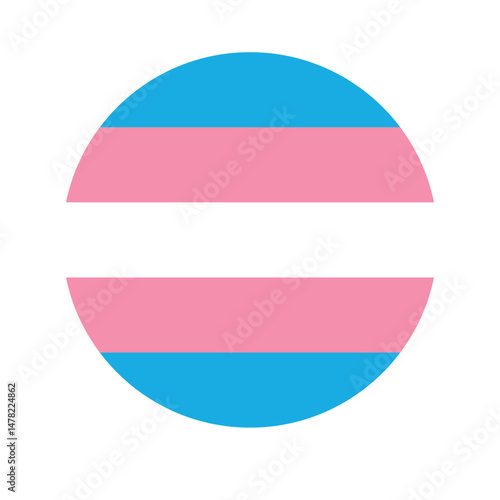 Vector flat round trans flag isolated on white background