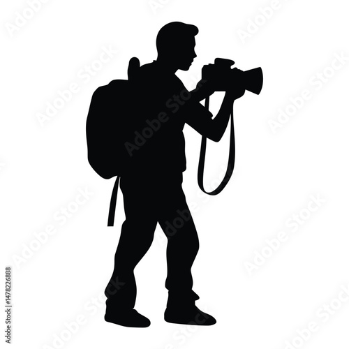 Videographer Silhouette White Background