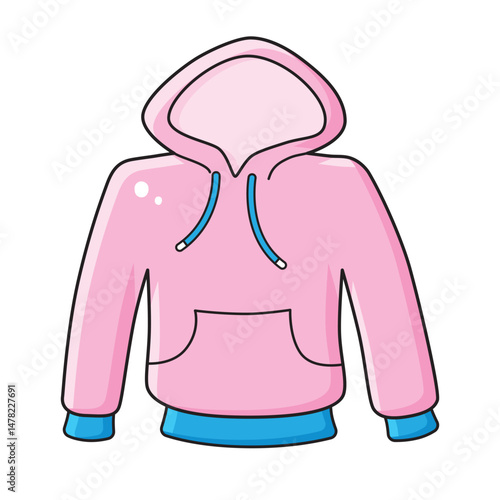 Pink hoodie isolated vector illustration
