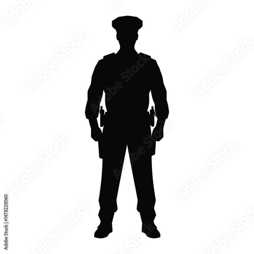 Patrol Officer Silhouette Vector Image