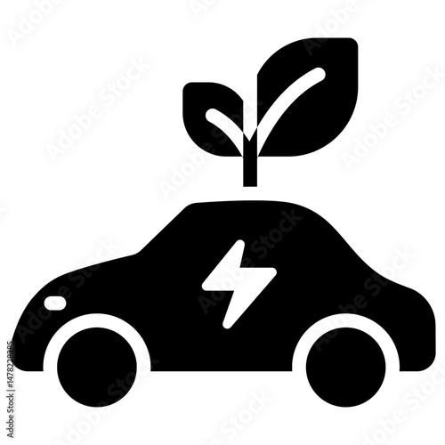 electric car solid icon