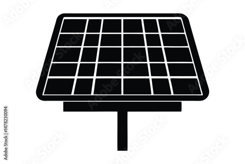Isolated Graphic Icon of a GridPatterned Solar Panel on a Pedestal Stand