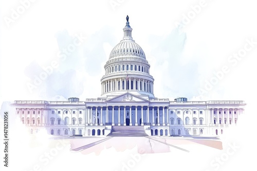 Watercolor illustration of the Capitol Building