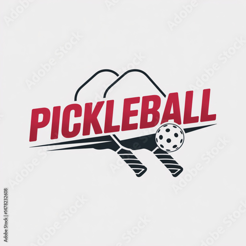 Pickleball logo design with crossed paddles and ball for modern sports branding recreational league promotion and athletic merchandise identity