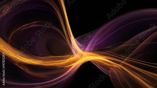 Abstract Flowing Lines Animation on Black Background