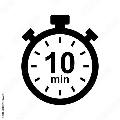Stopwatch icon. 10 min timer
