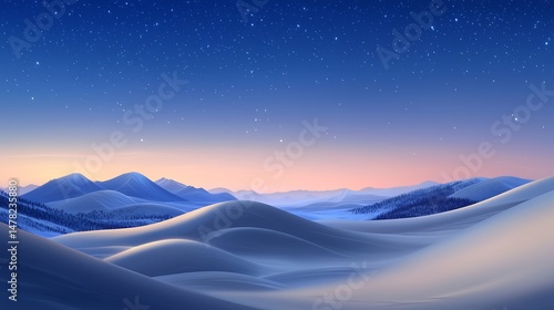 Night Sky Desert Wallpaper With Shimmering Stars Over Soft Dunes Serene Minimal Horizon Glowing Ambient Light