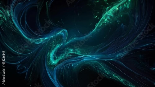 Abstract Waves Flowing with Light and Color in Dark Space