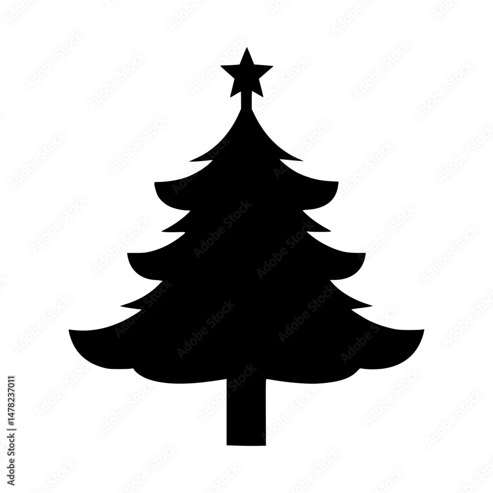 Fototapeta premium Black Christmas Tree Silhouette