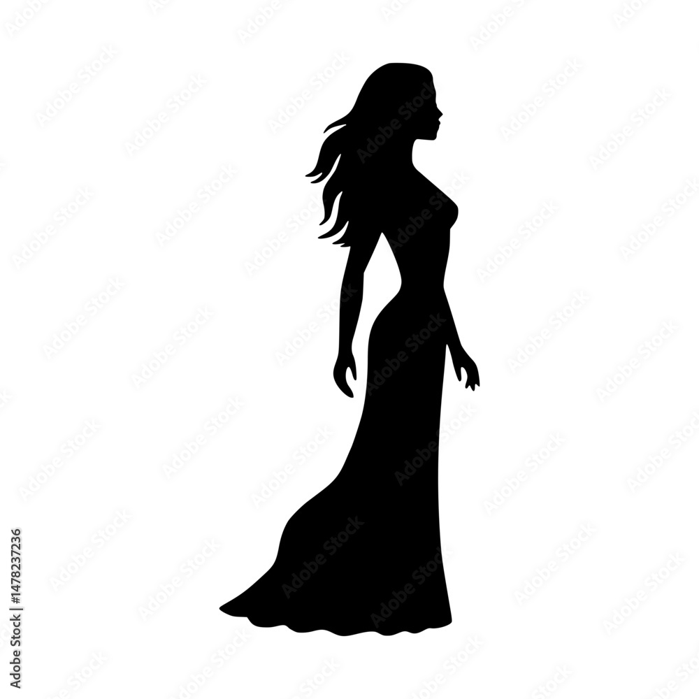 Silhouette Woman in Evening Gown Silhouette Woman in Evening Gown