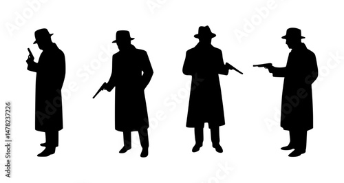 Silhouette Detective Set - Vintage Spy Icons