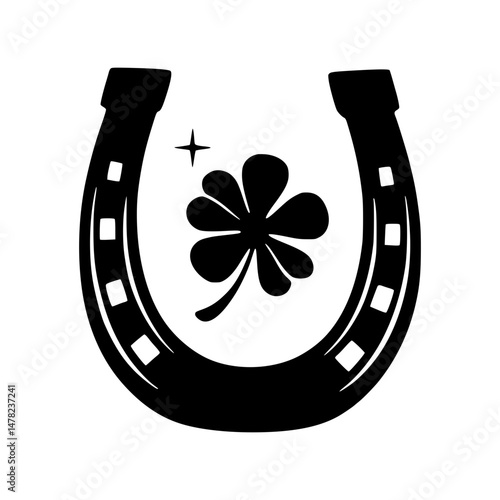Black Horseshoe & Clover Icon