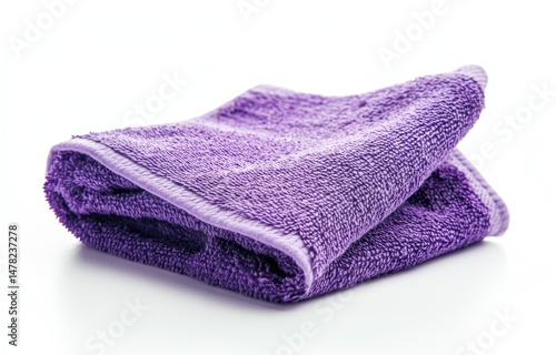 Folded purple microfiber towel