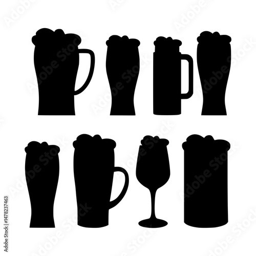 Black Beer Glass Silhouettes