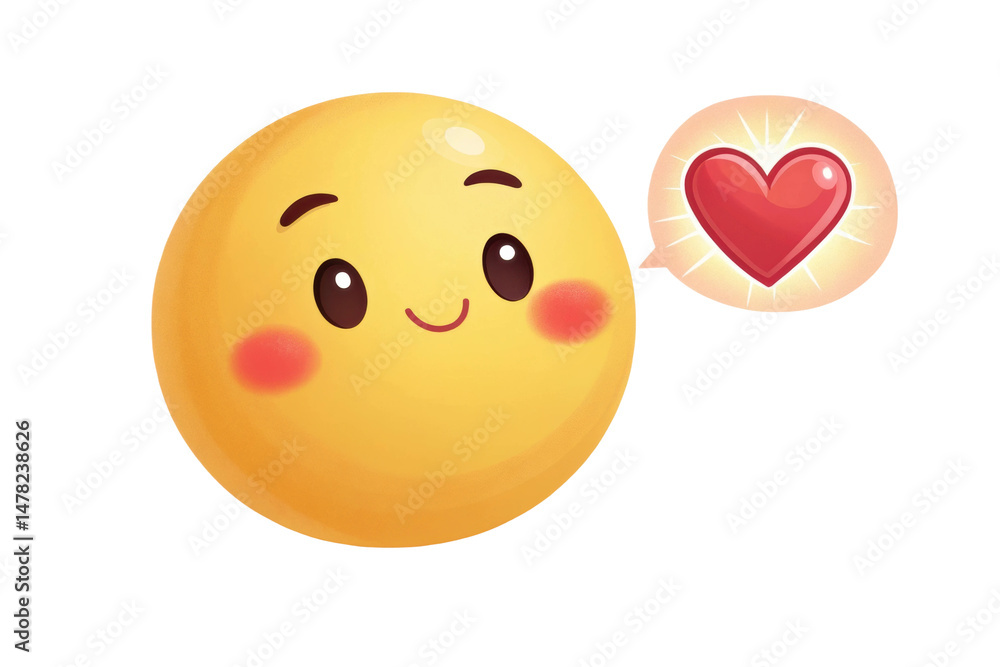 Fototapeta premium PNG Smiling emoji with heart symbol expressing love and happiness