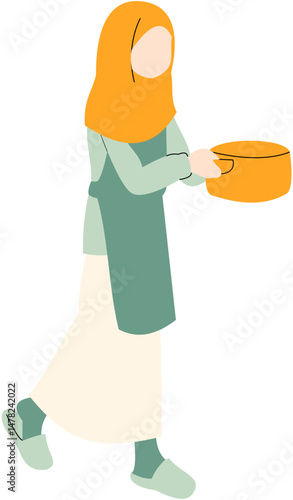 Woman in hijab preparing food