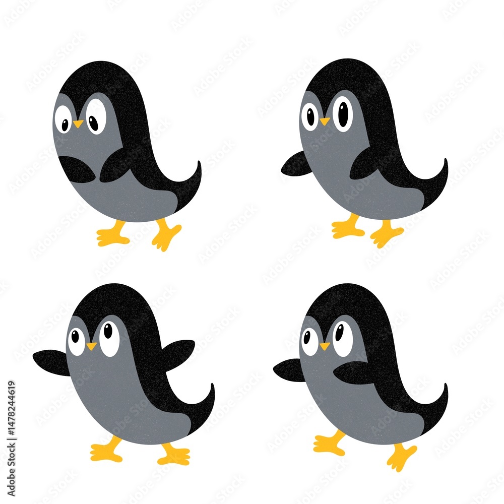 Naklejka premium Christmas animals set penguin pattern for wrapping paper and fabrics