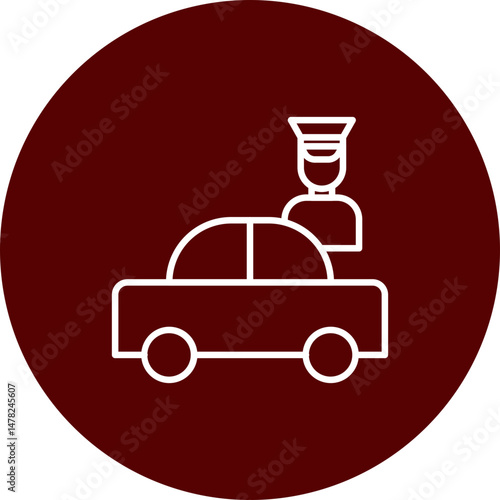 Chauffeur Vector Line Brown Circle Icon Design
