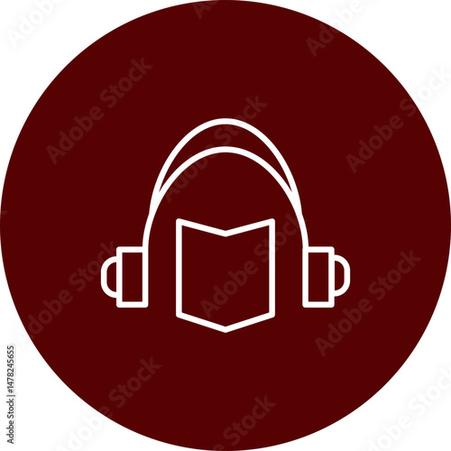 Audio Book Vector Line Brown Circle Icon Design
