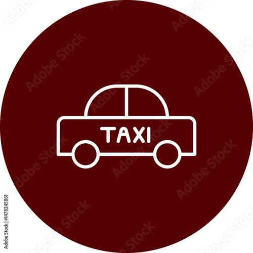 Taxi Vector Line Brown Circle Icon Design