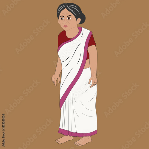 A Old Village Woman Cartoon character design for 2d cartoon animation moral story.