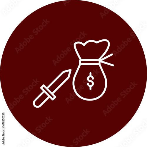 Extortion  Vector Line Brown Circle Icon Design