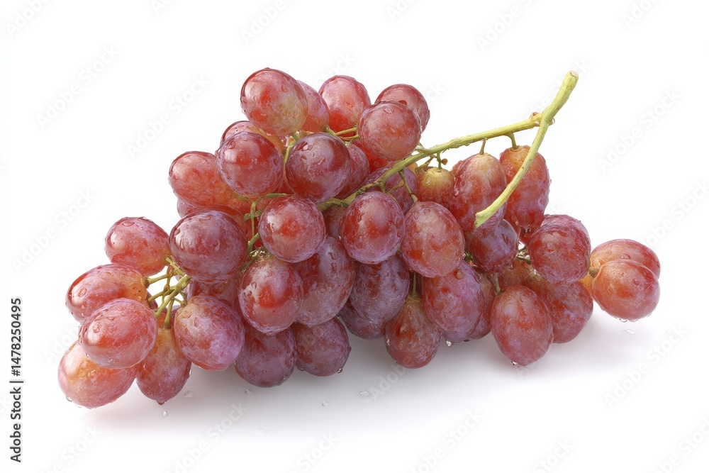 Fototapeta premium A bunch of red grapes glistening with water droplets.