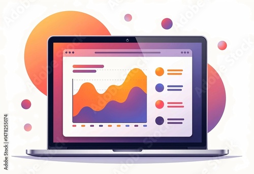 vibrant digital analytics dashboard on laptop screen