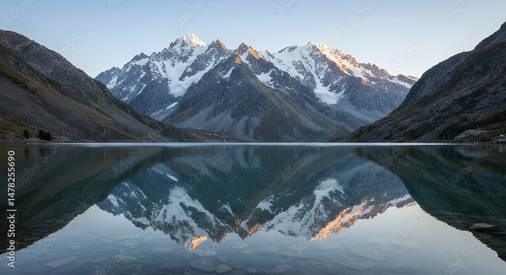Fototapeta premium Mountains Reflected in Calm Lake
