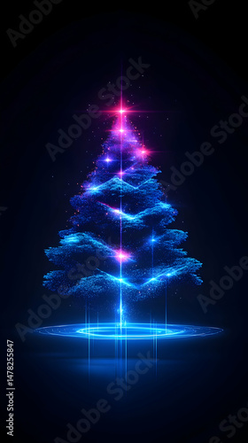 Abstract glowing Christmas tree design
