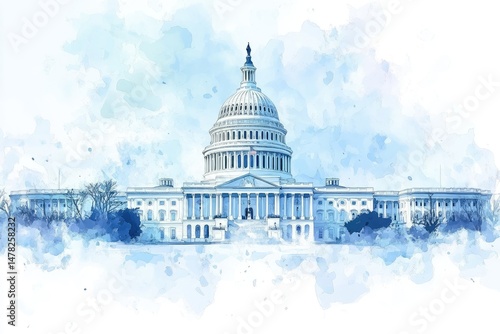 Capitol Building Watercolor
