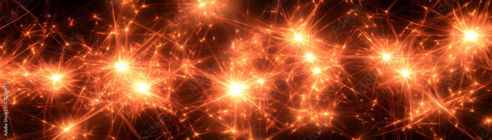 Fototapeta premium Abstract display of festive light bursts.