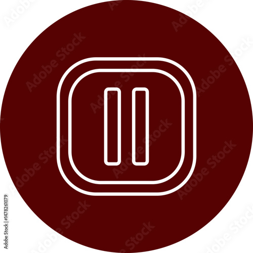 Pause Button  Vector Line Brown Circle Icon Design