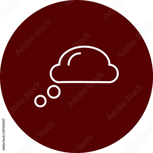 Conscious Thinking Cloud  Vector Line Brown Circle Icon Design