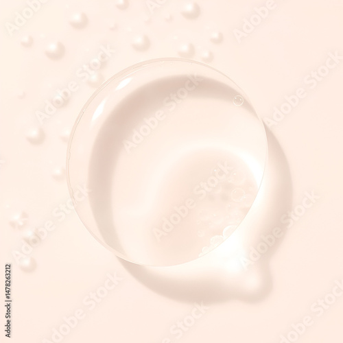 Clear cosmetic gel serum oil bubble texture background Hyaluronic skin care moisturizer product sample with bubbles macro