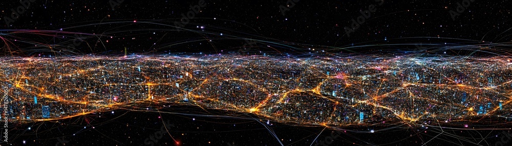 Fototapeta premium A stylized cityscape view at night.