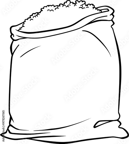 a sack of rice line vector illustration isolated on white background
