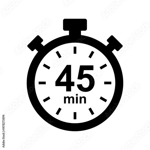 Stopwatch icon. 45 min timer
