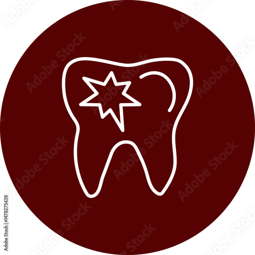 Dental Caries Vector Brown Circle Icon Design