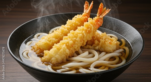 Tempura shrimp udon noodle soup delicious japanese cuisine