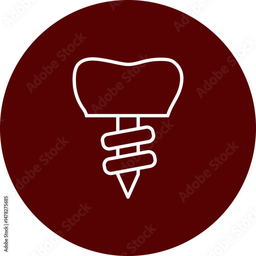 Dental Implant Vector Brown Circle Icon Design