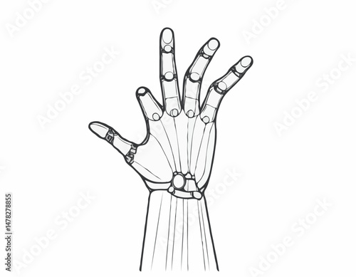 AI Robot Hand Touching Human Finger, Minimalist Line Drawing Symbolizing Connection, Technology, and the Future of Artificial Intelligence.