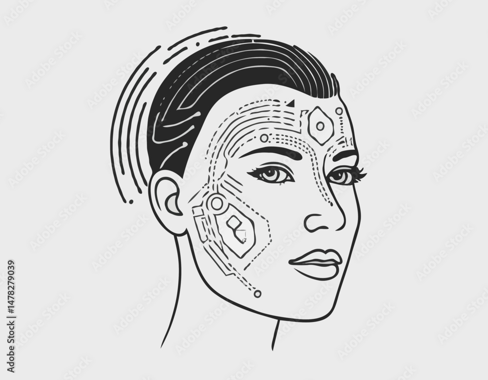 Artificial Intelligence Face Recognition Line Icon, Biometric Security System, Futuristic Technology, and Identity Verification Vector Concept. Artificial Intelligence Face Recognition Line Icon, Biometric Security System, Futuristic Technology, and Identity Verification Vector Concept.