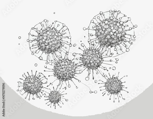 Line Art Virus Cell Structure